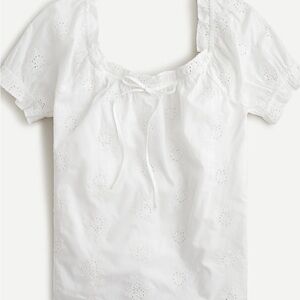 J. Crew Square-Neck Top With Embroidered Eyelet Small NWT